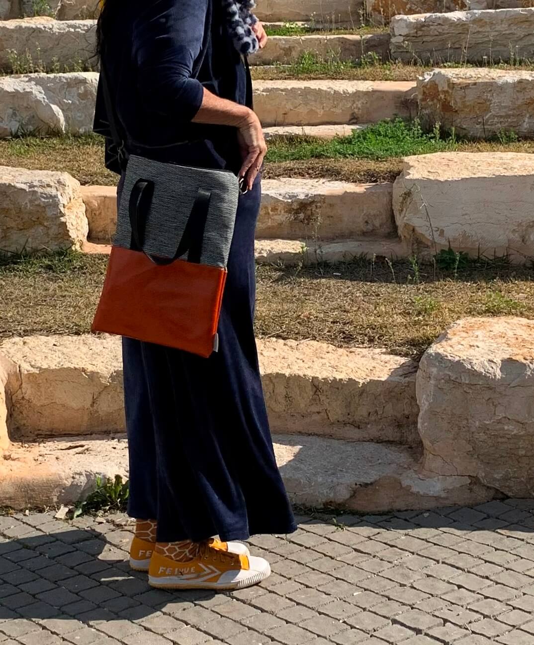 בד פסים עם צבע | BICOLOR SIZE M| תיק צד