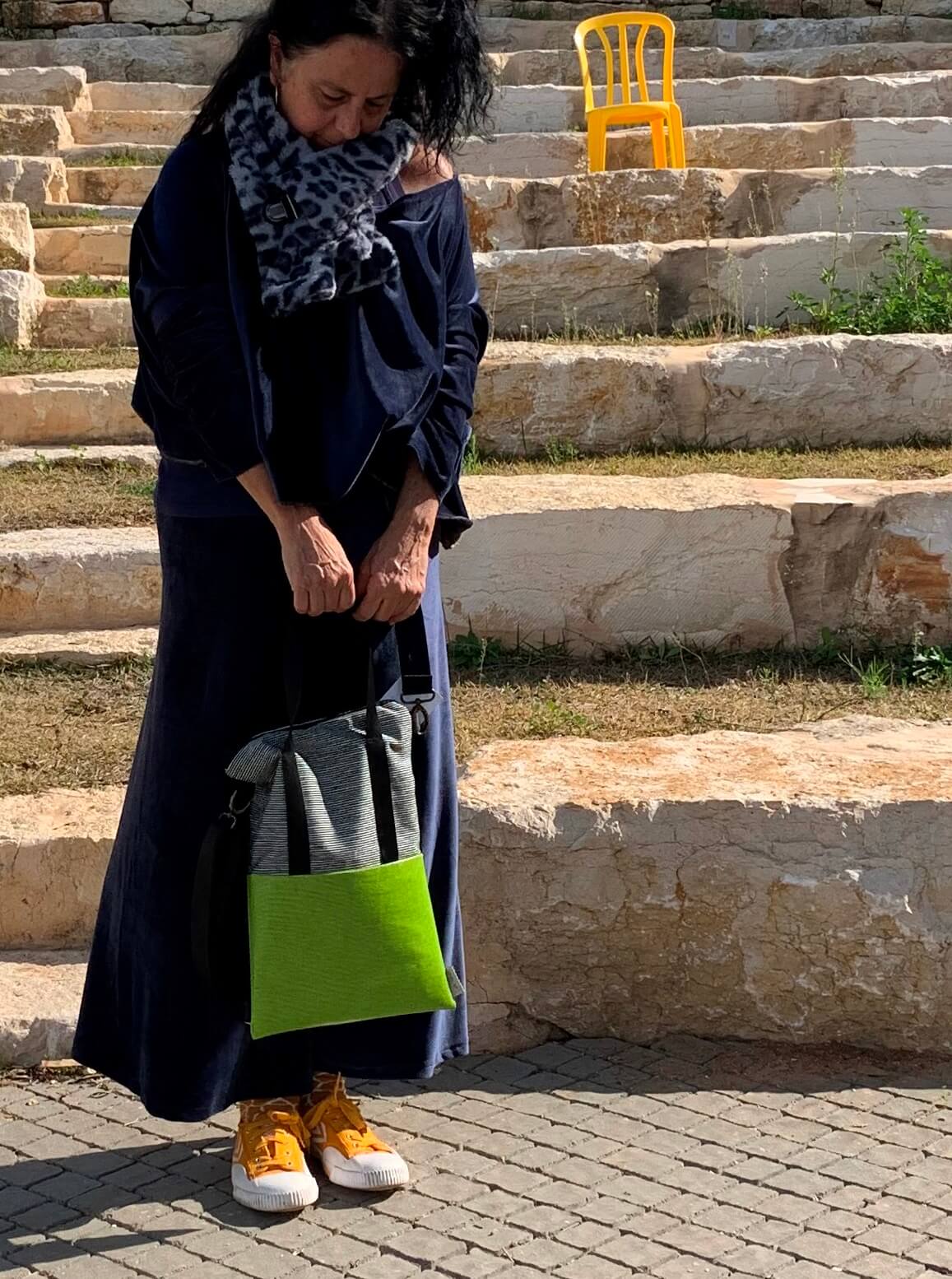 בד פסים עם צבע | BICOLOR SIZE M| תיק צד