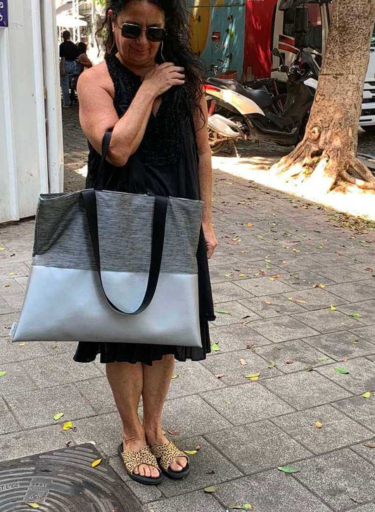 כסוף דו-צבועני| BICOLOR L SIZE| תיק סל
